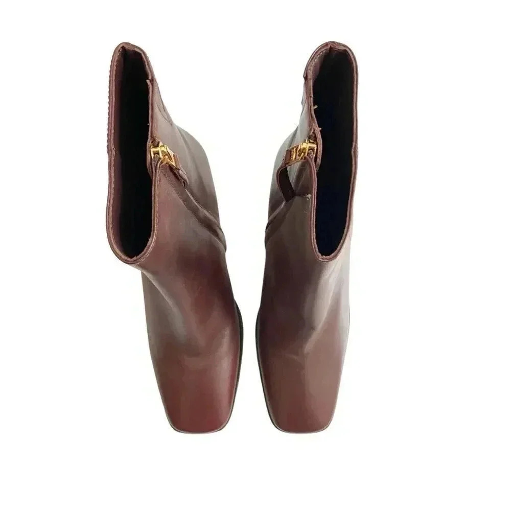 NEW Reiss Casey Square-Toe Leather High-Heel Ankle Bootie size 39 US8.5 - Picture 4 of 11